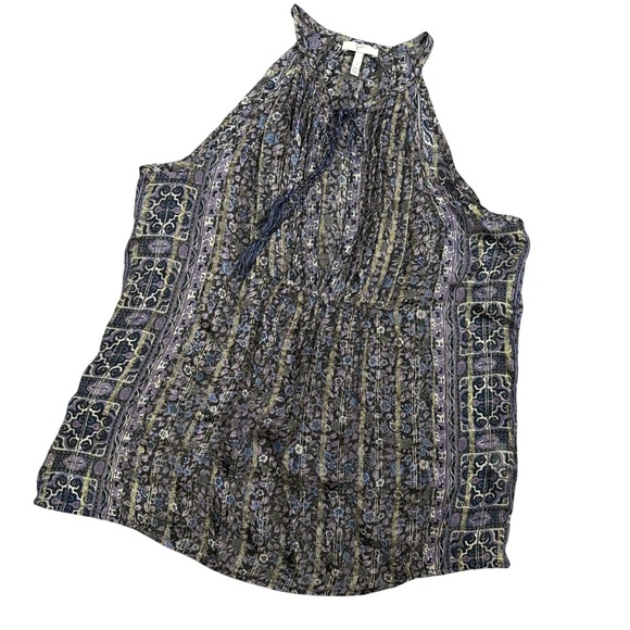 Joie Silk Sleeveless Metallic Thread Keyhole Blouse Tank Purple‎ Size S - Picture 1 of 8
